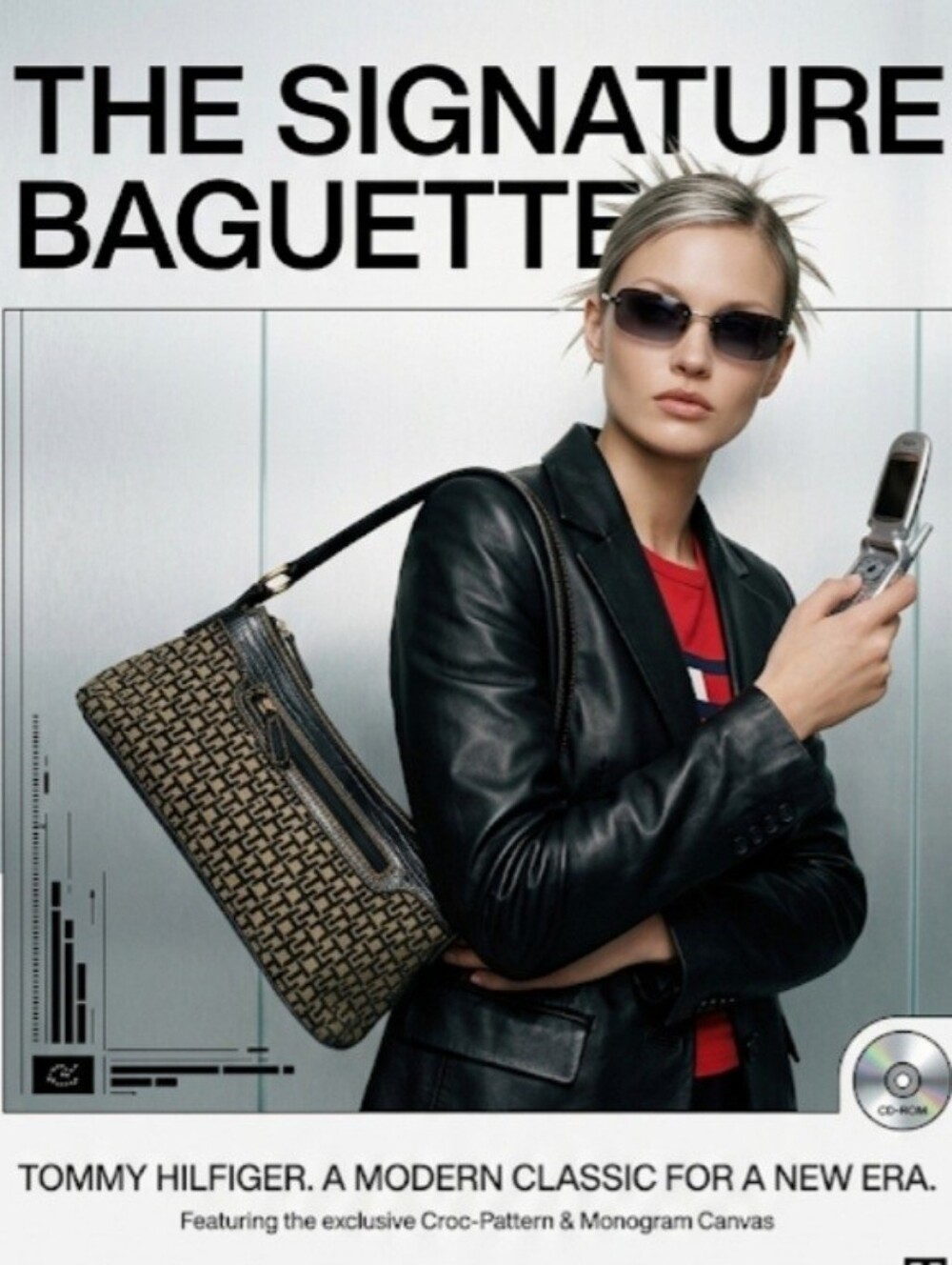 Y2K Tommy Hilfiger Black and Tan Signature Baguette With Croc Pattern!!!!